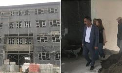 Kars'ın Selim ilçesi Yanlızçam Köyü okul inşaatı çalışmaları devam ediyor