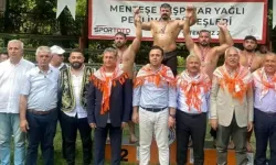Cengizhan Şimşek, menteşe beşpınar yağlı pehlivan güreşleri’nde başpehlivanlığı kazandı