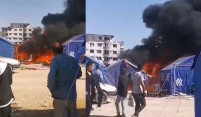 Hatay'daki çadır kentte yangın