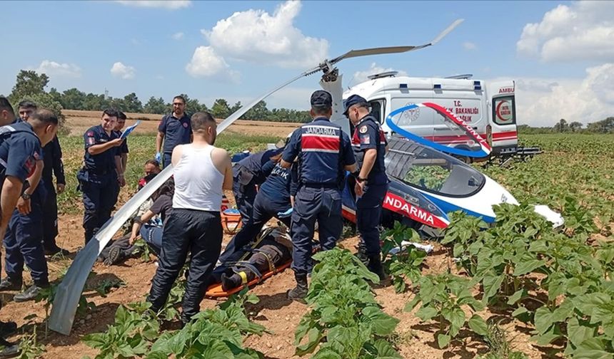 Adana’da jandarmaya ait cayrokopter araziye sert iniş yaptı