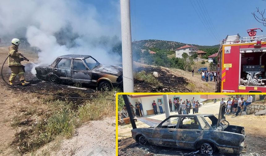 Doğanbaba Köyü'nde otomobil alevlere teslim oldu